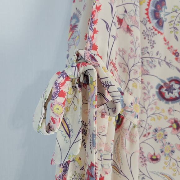 Rose + Olive floral long tie sleeve v-neck top size 3X multicolor boho - Picture 5 of 12